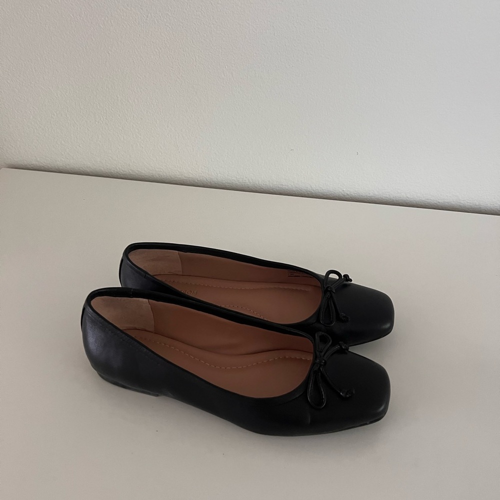 Nordstrom Black Ballet Flats with Bow Detail